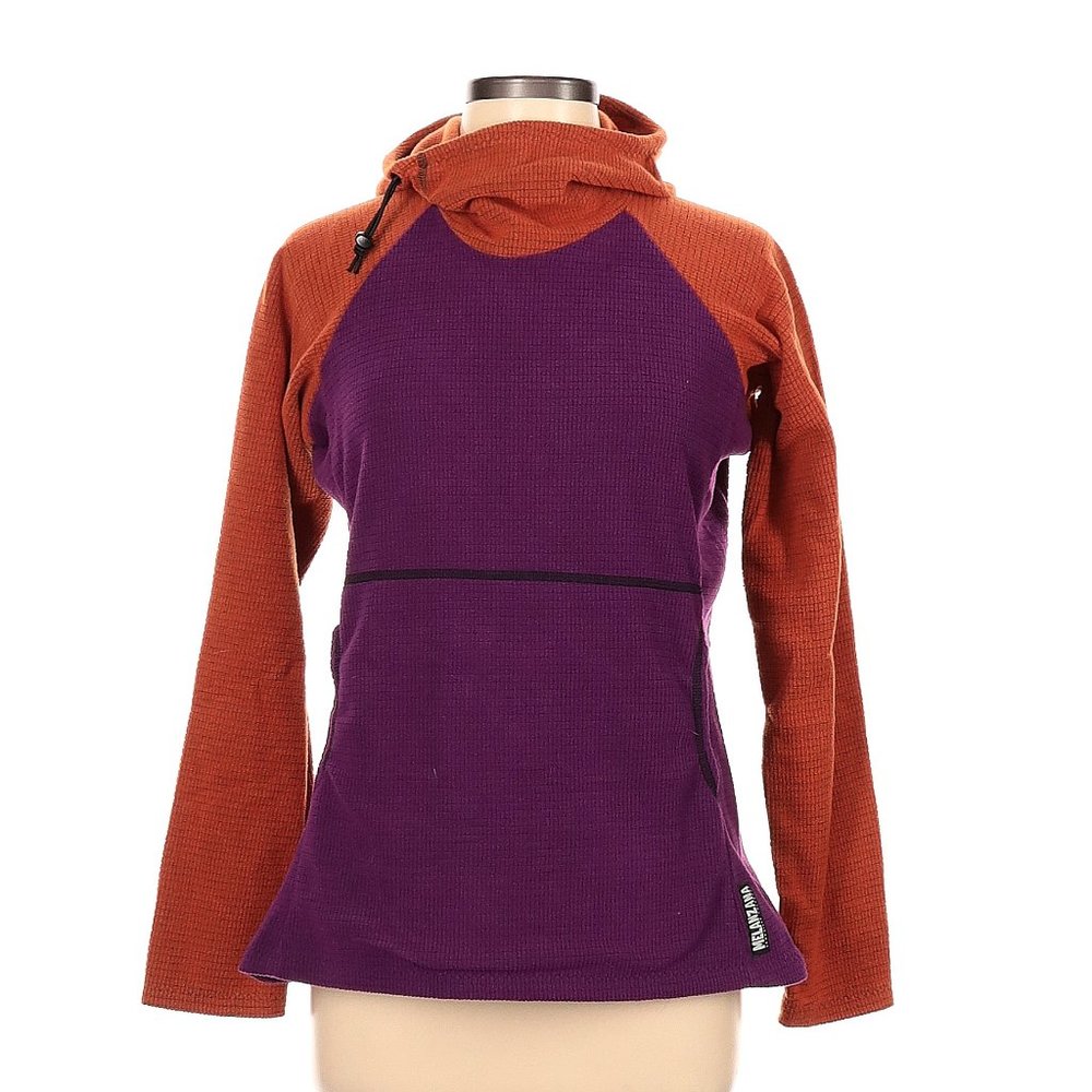 Melanzana Micro Grid Hoodie in Phlox/Ochre Medium